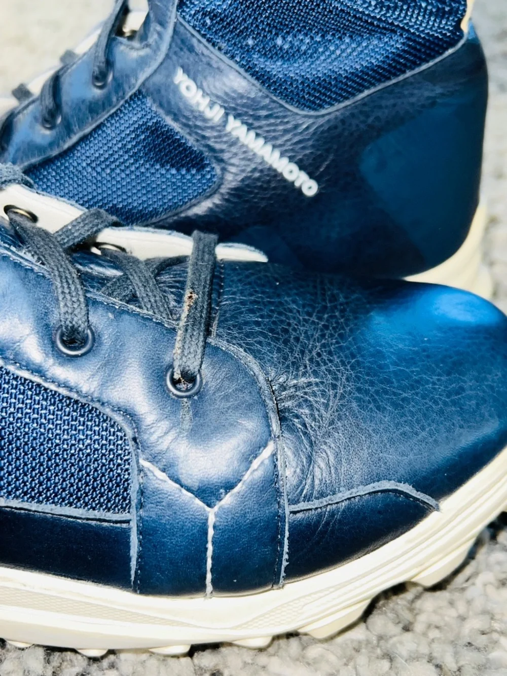 ADIDAS Y-3 by YOHJI YAMAMOTO Size US9 GSG-3 Blue Leather Mesh Combat Boots